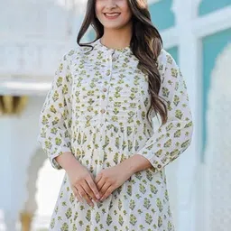 SYMPLE Floral Print Mandarin Collar Cotton Top-picture-35