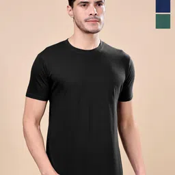 TQH Men Pack of 3 Dry Fit Solid Round Neck Slim Fit T-shirts-image-62