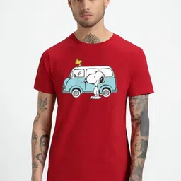 HESHA Graphic Printed Round Neck Pure Cotton Relaxed Fit T-Shirt-image-5