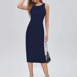 CILIMILI Women Bodycon Back Slit Midi Dress-image-43