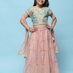 Biba Girls Embroidered Ready to Wear Lehenga & Blouse With Dupatta-picture-11