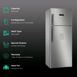 BOSCH Series 4 334 Litres 3 Star Frost Free Double Door Convertible Refrigerator with Temperature Display (CTC35S031I, Sparkly Steel) image 2