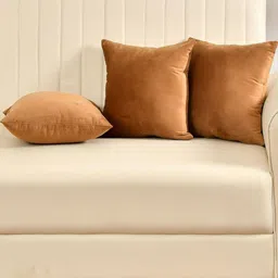 Yellow Weaves Brown 3 Pieces Velvet Square Cushion Covers-image-14