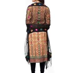 A R SILK DUPATTA HUB Embroidered Organza Dupatta with Thread Work image 4