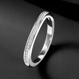 Peora Sterling Silver Rhodium-Plated Cubic Zirconia Studded Finger Ring-picture-22