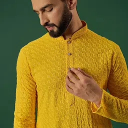 Anouk Geometric Embroidered Mandarin Collar Sequinned Straight Kurta image 2