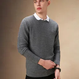 Dennis Lingo Men Self Design Long Sleeves Pullover Sweater-image-25