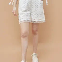 Colour Me by Melange Women Self Design Cotton Shorts-picture-13