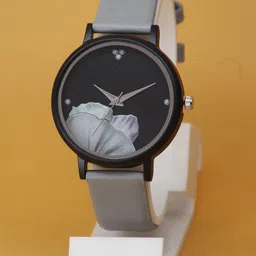 VIRAKTI Women Printed Dial & Leather Straps Analogue Watch G-36-GREY-V.Y image 1