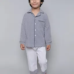 Little Clothings Boys Cotton Checks Night suit-picture-0