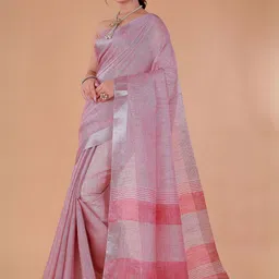 NEGRONI Striped Zari Saree With Blouse Piece image 2