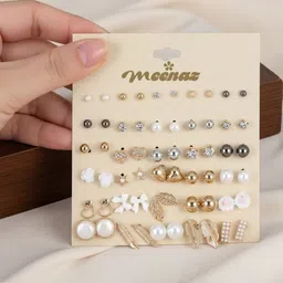 DressBerry Set Of 30 Gold-Plated Artificial Stones Studded Korean Circular Studs-image-81