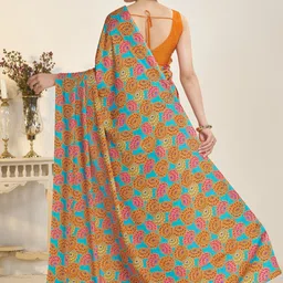 Garden Vareli Floral Printed Pure Crepe Saree image 5