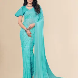 Moda Rapido Striped Printed Satin Saree With Unstitched Blouse Piece-picture-18