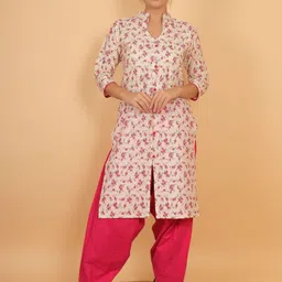 Mytrendzs Floral Printed Pure Cotton Kurta With Patiala-image-7