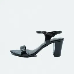 Kneetoes Women Stylish Black Buckled Block Heels image 2