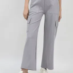 FNOCKS Women Comfort Straight Fit High-Rise Pleated Cargos-image-0