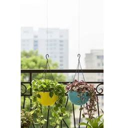 Virajsanchi 8-Pcs Blue & Green Textured Hanging Planters image 2