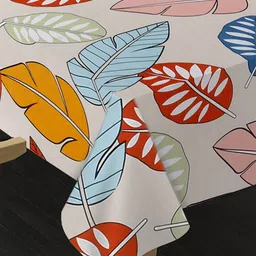 Arrabi Cream-Coloured & Blue Floral Printed 8-Seater Table Cover image 2