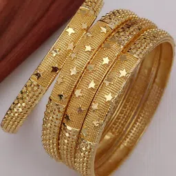 niva fashion Set Of 4 Gold-Plated Brass Artificial Stones Meenakari Bangles-image-48