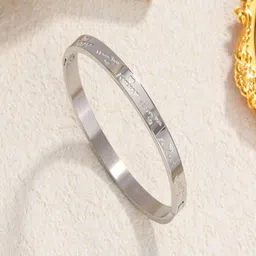 TEULRIP Stainless Steel Silver-Plated Anti Tarnish I Love You Forever Kada Bracelet-picture-17