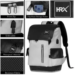 HRX by Hrithik Roshan Unisex Colourblocked Backpack with USB Charging Port image 2