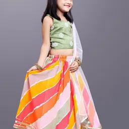 satyamfab Girls Embroidered Ready to Wear Lehenga & Blouse With Dupatta image 5