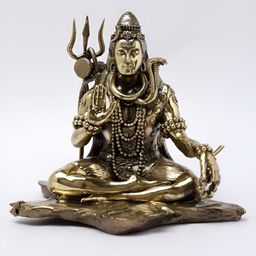 Exotic India 6" Superfine Blessing Lord Shiva Brass Statue-picture-48