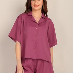 DressBerry Burgundy Short Sleeves Shirt & Shorts-image-26