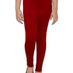 TIK TOK WEARS Girls Pack of 2 Maroon & Beige Plain Cotton Churidar Leggings image 3