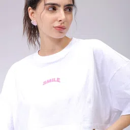 Freehand by The Indian Garage Co Women Extended Sleeves Applique Boxy T-shirt image 3