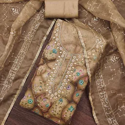 MANVAA Embellished Organza Unstitched Dress Material-picture-39