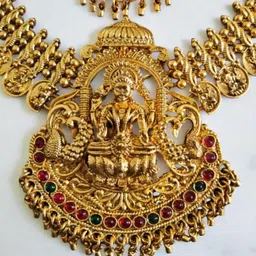 SAPRAA TRENDS Women Gold-Plated Necklace & Earrings With Maang Tika image 5