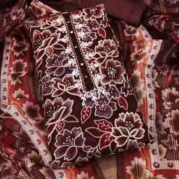 SAINOOR Floral Embroidered Sequnnied Organza Unstitched Dress Material-picture-31