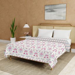 URBAN SPACE White & Pink Floral Summer Double Bed Dohar-picture-32