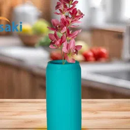 LASAKI Can Turquoise Blue Ceramic Flower Vase image 4