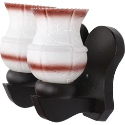 1ST TIME White & Black Textured Wood Traditional Abstract Shaped Shaped Wall Lamp image 4