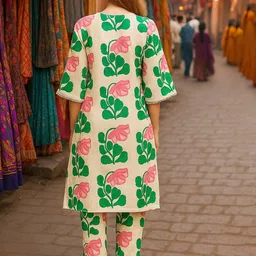 Lookmark Women Floral Printed Regular Kurta with Trousers image 3