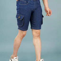 NIVASU Men Washed Denim Cargo Shorts-picture-12