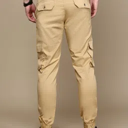 Chennis Men Solid Regular Fit Cargos Trousers image 3