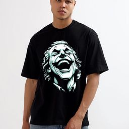 CODE OF HONOUR Joke Face Printed Round Neck Drop-Shoulder Sleeves Cotton Oversized T-shirt-picture-12
