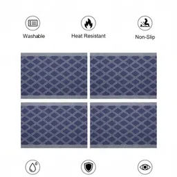 TASKHOUSE 6Pcs Blue & Grey Diamond Patterned Table Placemats image 3