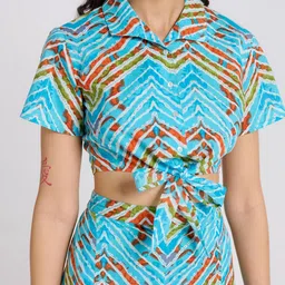 Rustorange Printed Shirt Collar Shirt With Trouser Co-Ords image 5