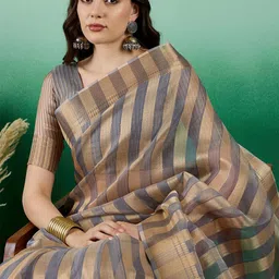 SHADOW & SAINING Woven Design Zari Organza Banarasi Saree image 5