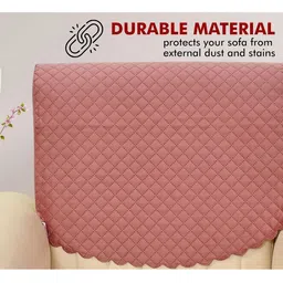 Bajo's Pink Checked Velvet 2 Piece Sofa Cover image 5