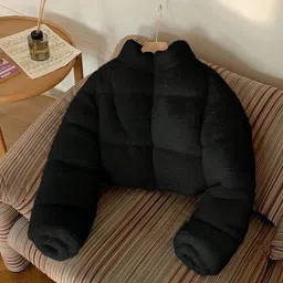 Stylecast X Kotty Women Woollen Lightweight Crop Puffer Jacket image 3