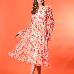 Fuchsia Floral Print A-Line Maxi Dress image 4