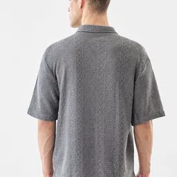 Snitch Men Boxy Fit Textured Cuban Collar Casual Shirt image 3