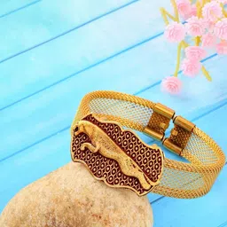 MEMOIR Unisex Brass Antique Gold-Plated Kada Bracelet-picture-47