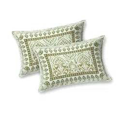 Myntra Elegant Homes Green & White Floral 180 TC King Bedsheet with 2 Pillow Covers image 5